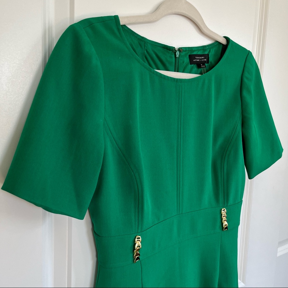 TAHARI ASL Green Sheath Dress | Size 2